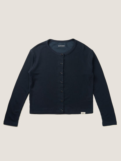 AIRY WAFFLE CARDIGAN [ Deep Navy ]