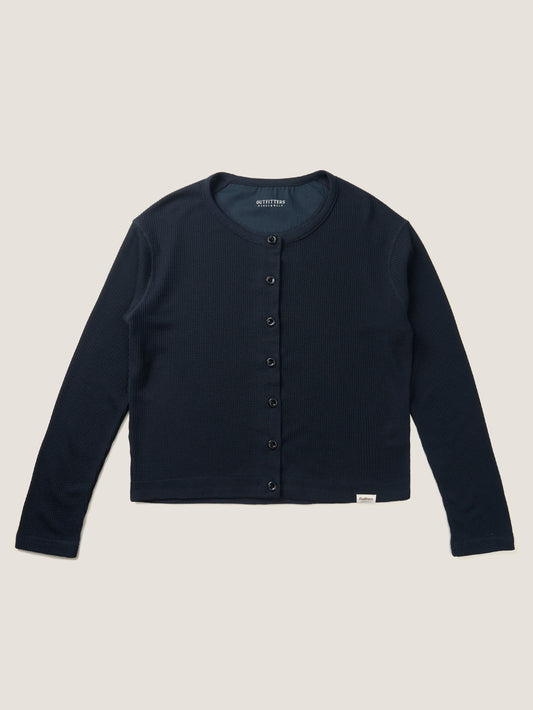 AIRY WAFFLE CARDIGAN [ Deep Navy ]