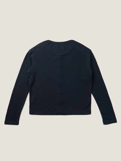 AIRY WAFFLE CARDIGAN [ Deep Navy ]