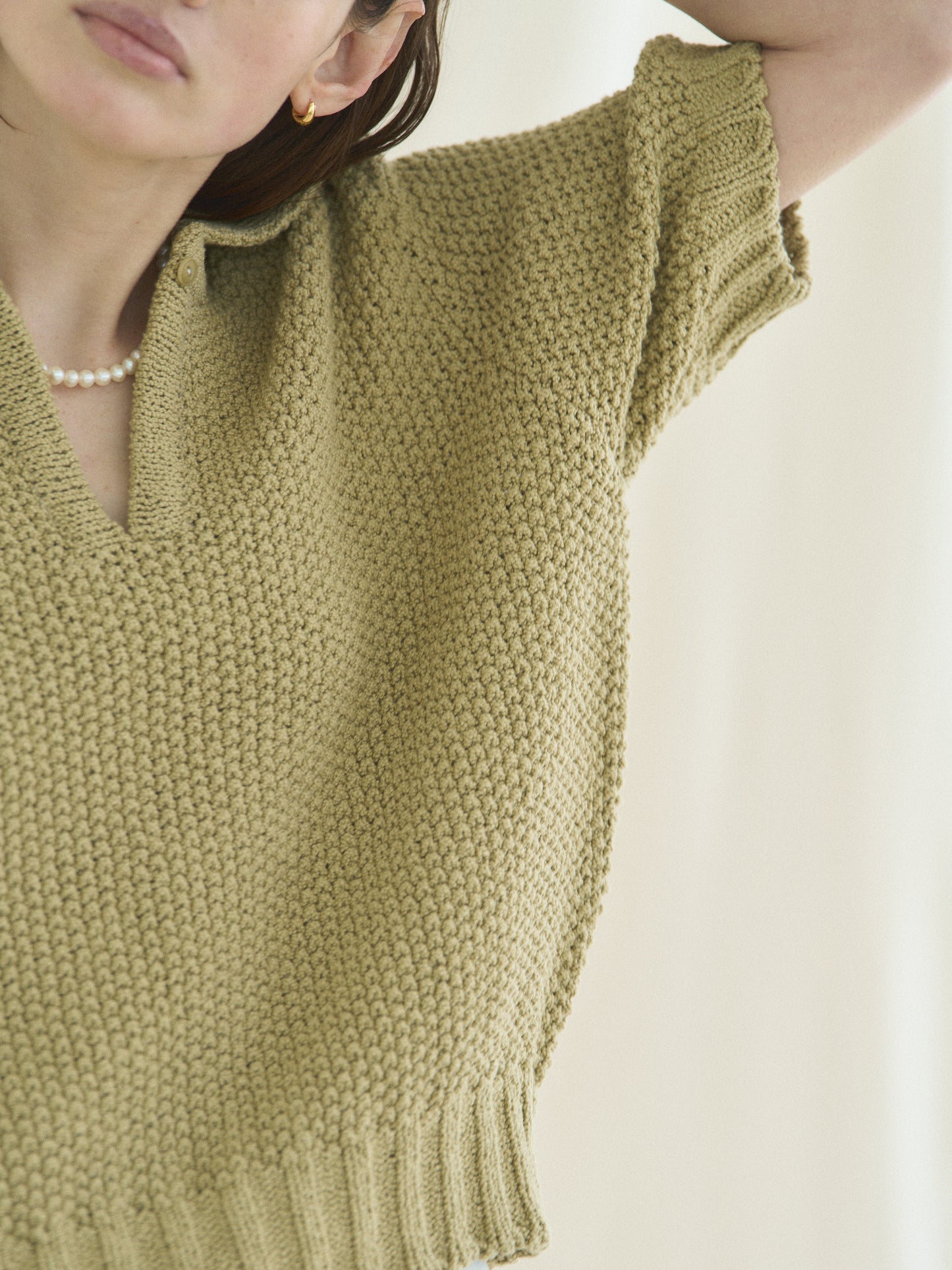 LOW GAUGE SKIPPER SWEATER [ Basil Green ]