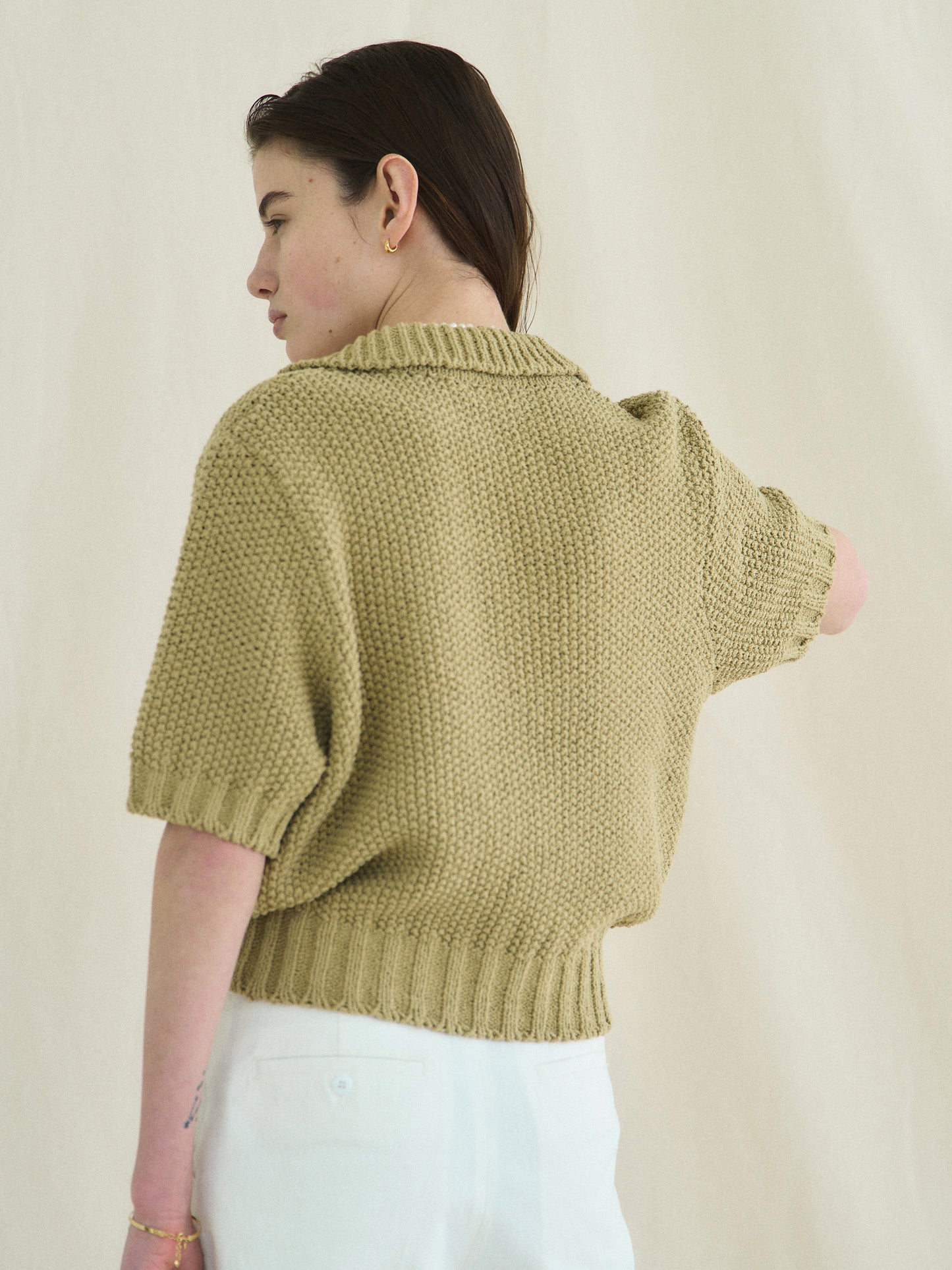 LOW GAUGE SKIPPER SWEATER [ Basil Green ]