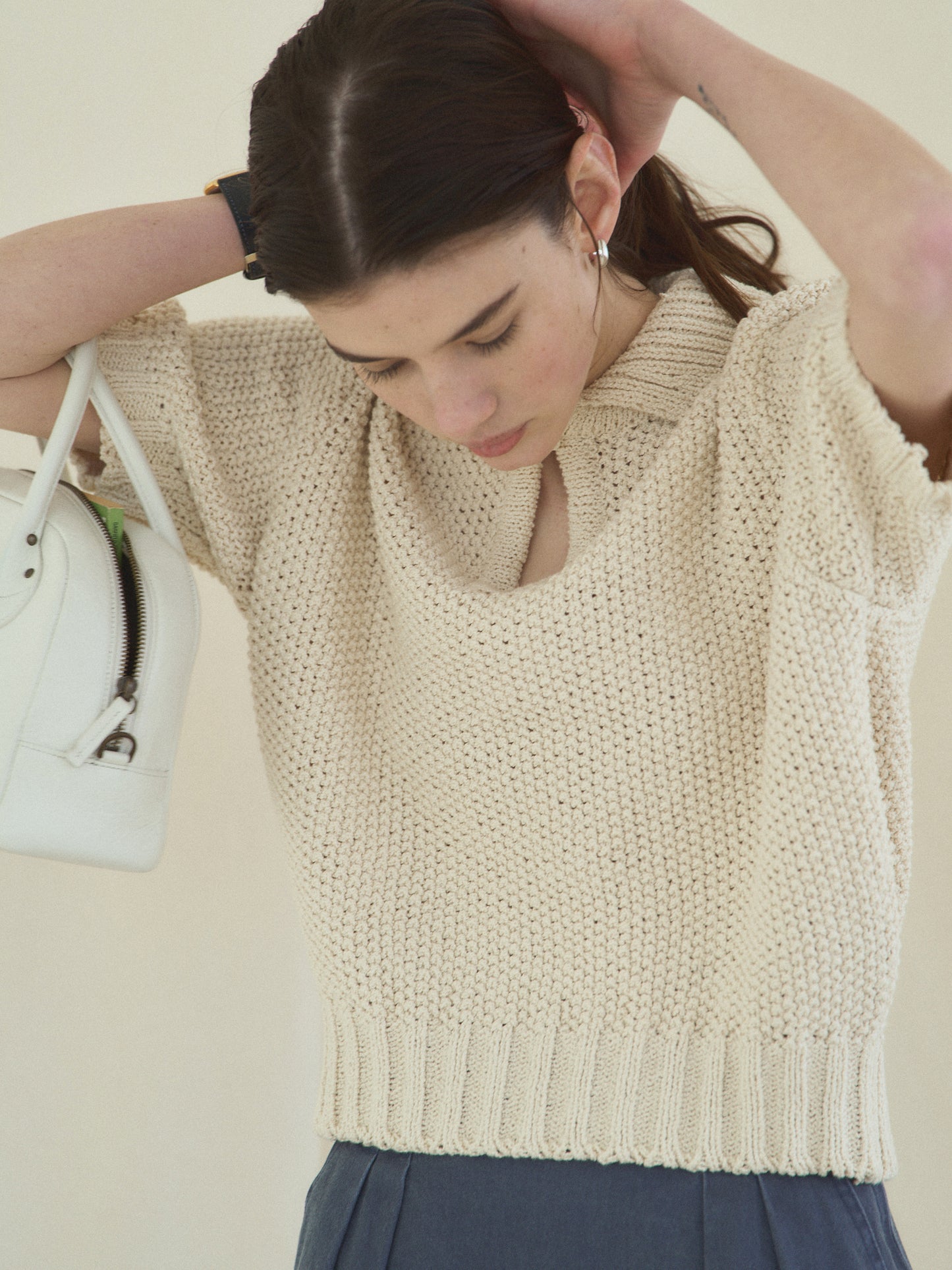 LOW GAUGE SKIPPER SWEATER [ Neutral Cream ]