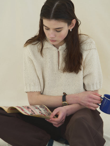 LOW GAUGE SKIPPER SWEATER [ Neutral Cream ]