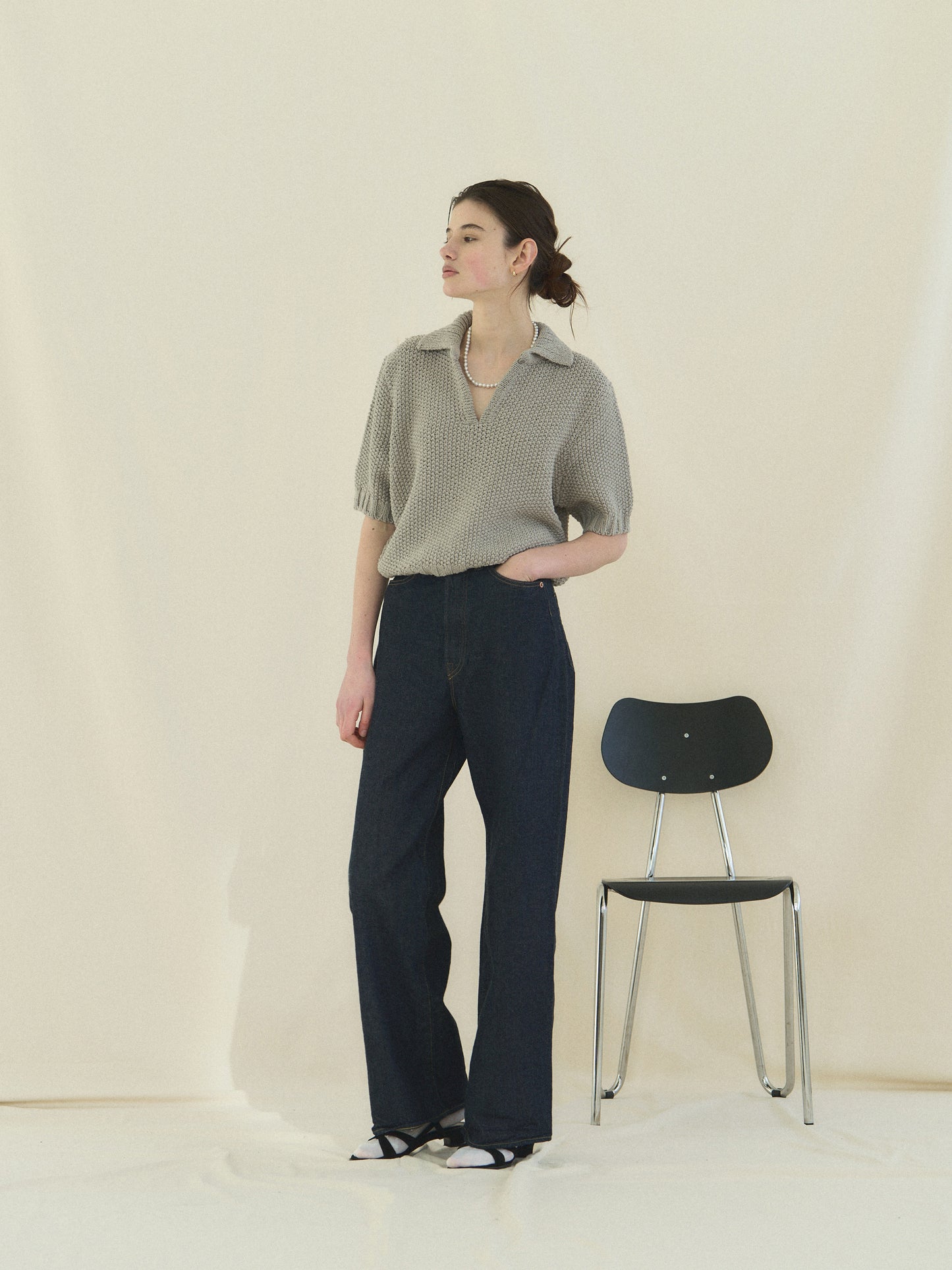 (-30%) LOW GAUGE SKIPPER SWEATER [ Pure Gray ]