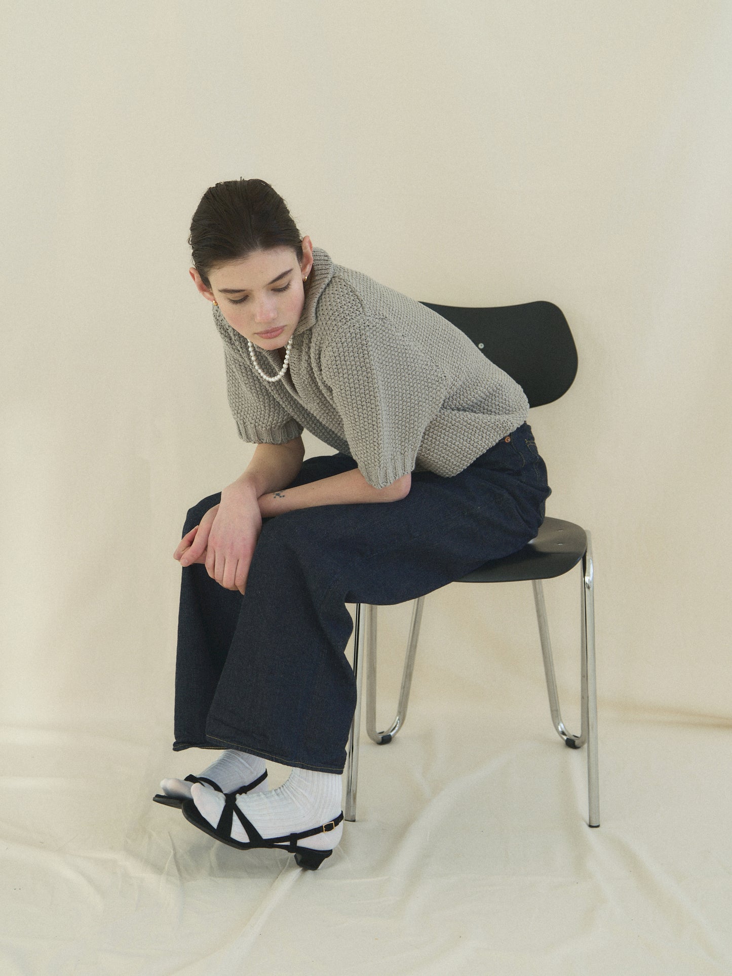 (-30%) LOW GAUGE SKIPPER SWEATER [ Pure Gray ]