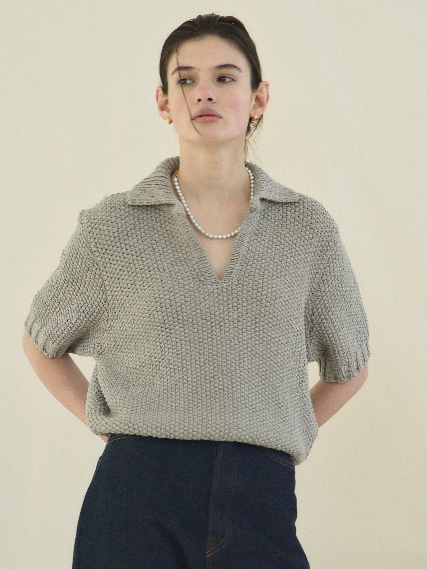 (-30%) LOW GAUGE SKIPPER SWEATER [ Pure Gray ]