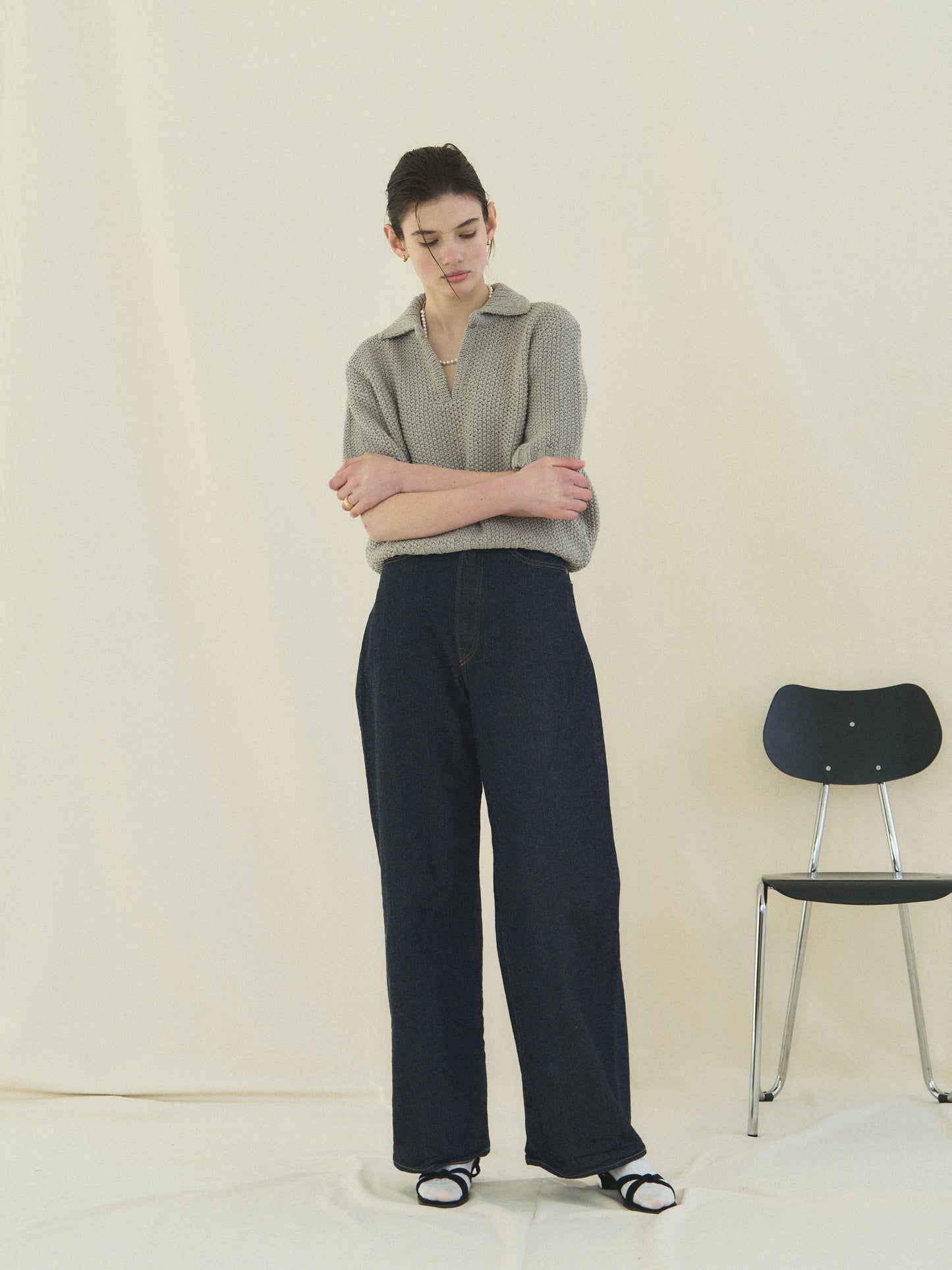 (-30%) LOW GAUGE SKIPPER SWEATER [ Pure Gray ]