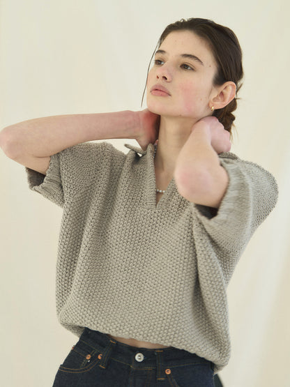 (-30%) LOW GAUGE SKIPPER SWEATER [ Pure Gray ]