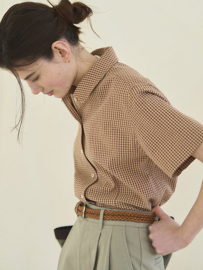 (-30%) ARIZONA CHECK SHIRT [ Brick Beige ] Organic Cotton
