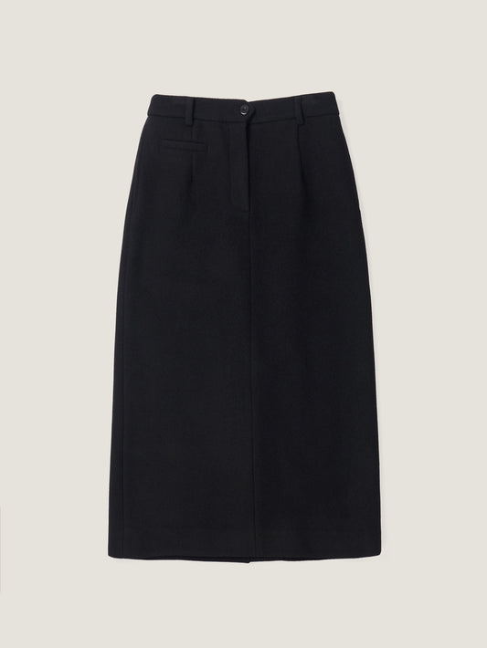 (-20%) EVENING WOOL SKIRT [ Black ]