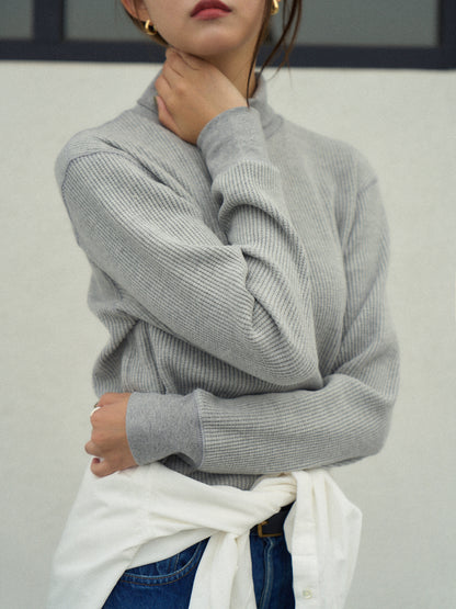 SALLY'S WAFFLE TURTLE TEE [ Heather Grey ]