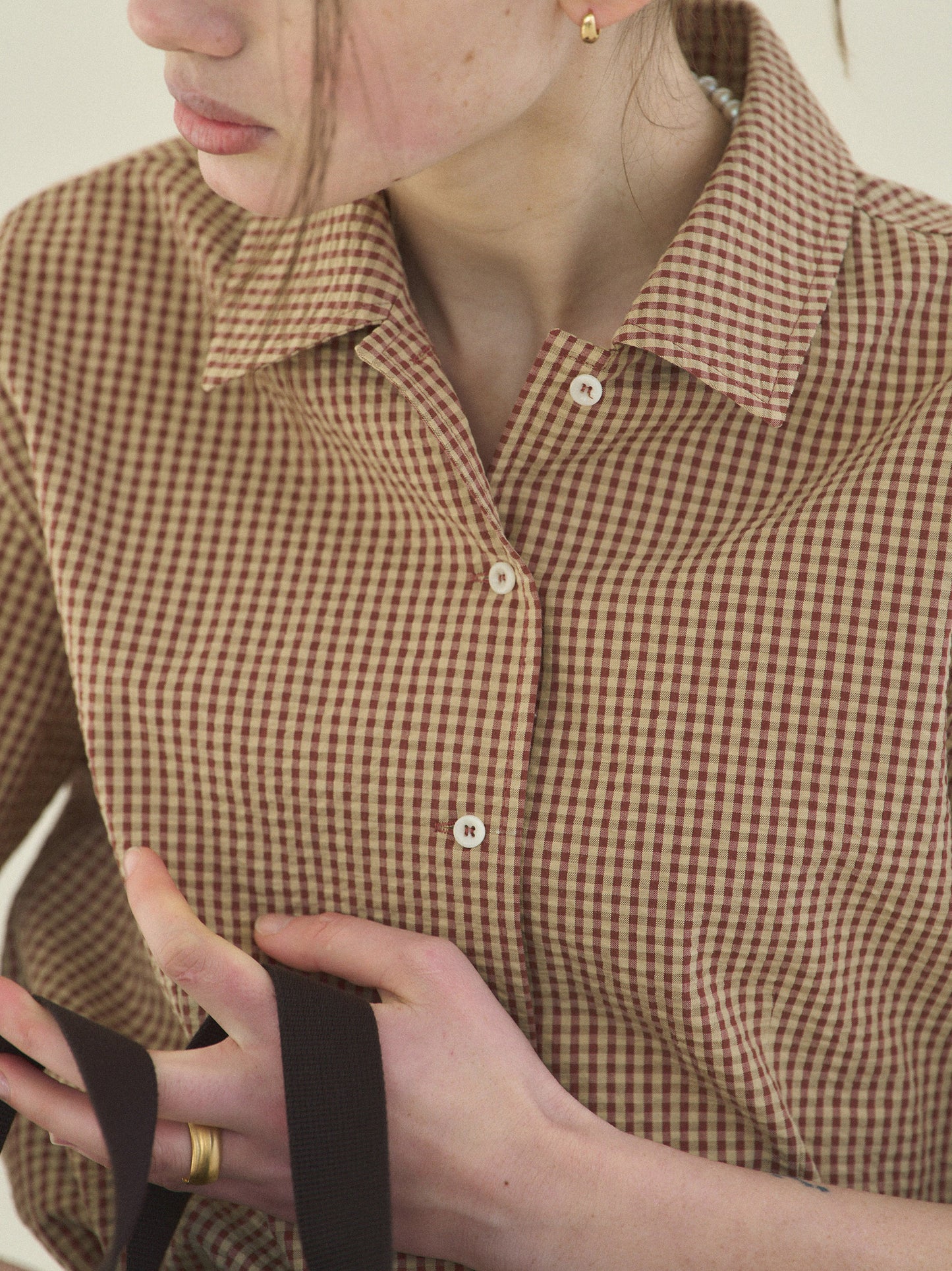 (-30%) ARIZONA CHECK SHIRT [ Brick Beige ] Organic Cotton