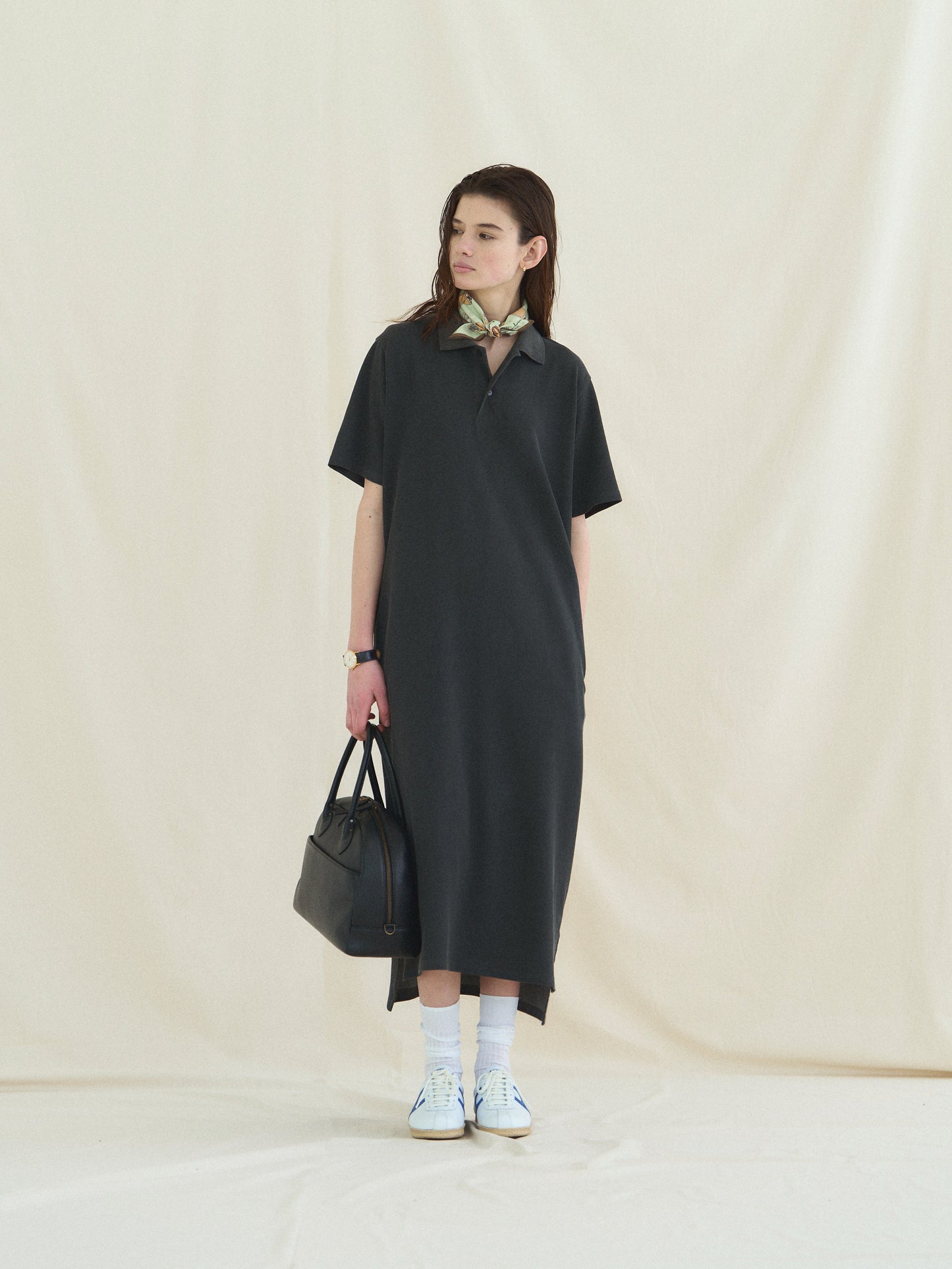 (-30%) COURT PIQUE COTTON DRESS [ Charcoal Grey ]