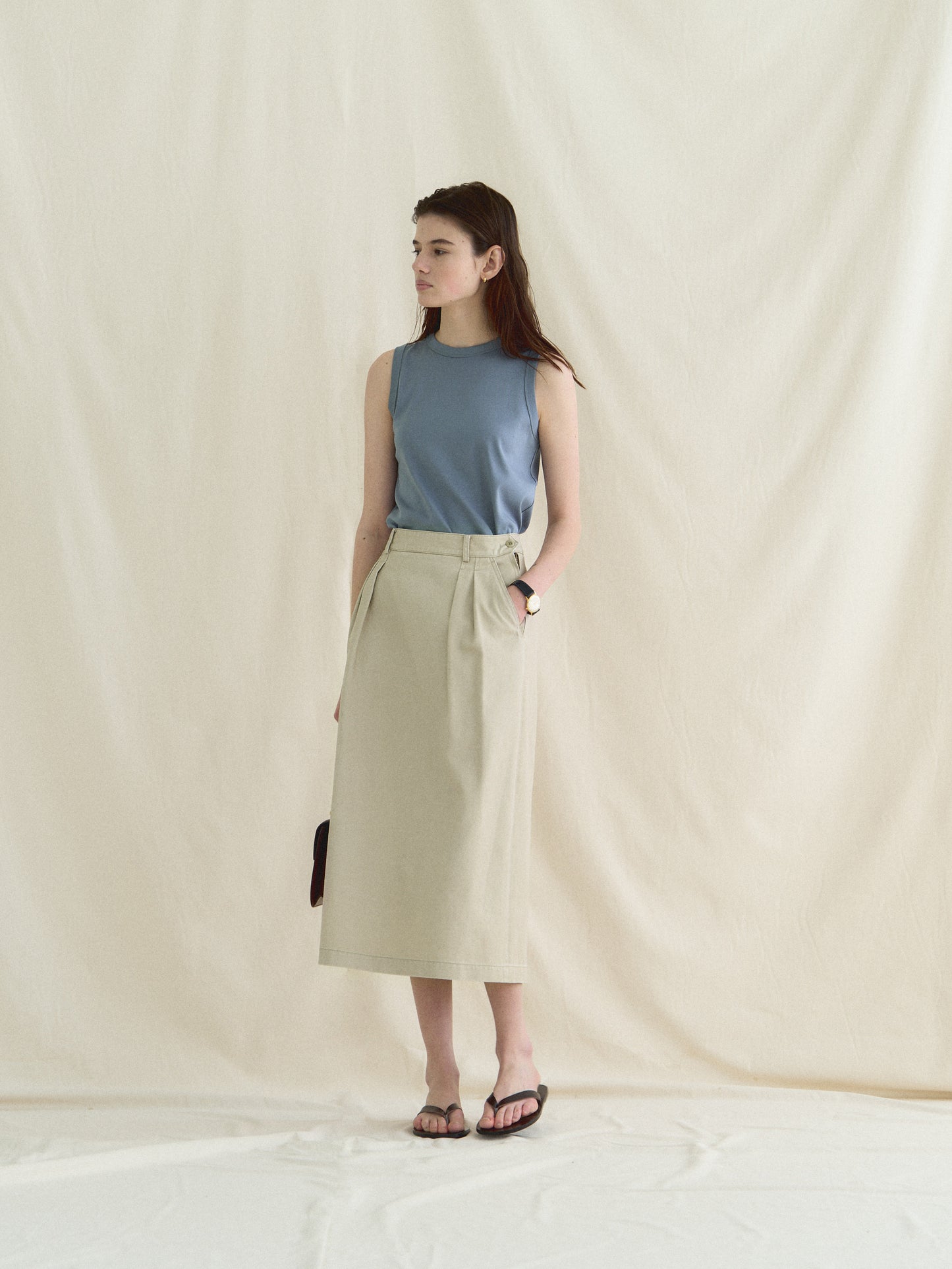 MICHELLE COTTON SLEEVELESS [ Dusty Blue ]