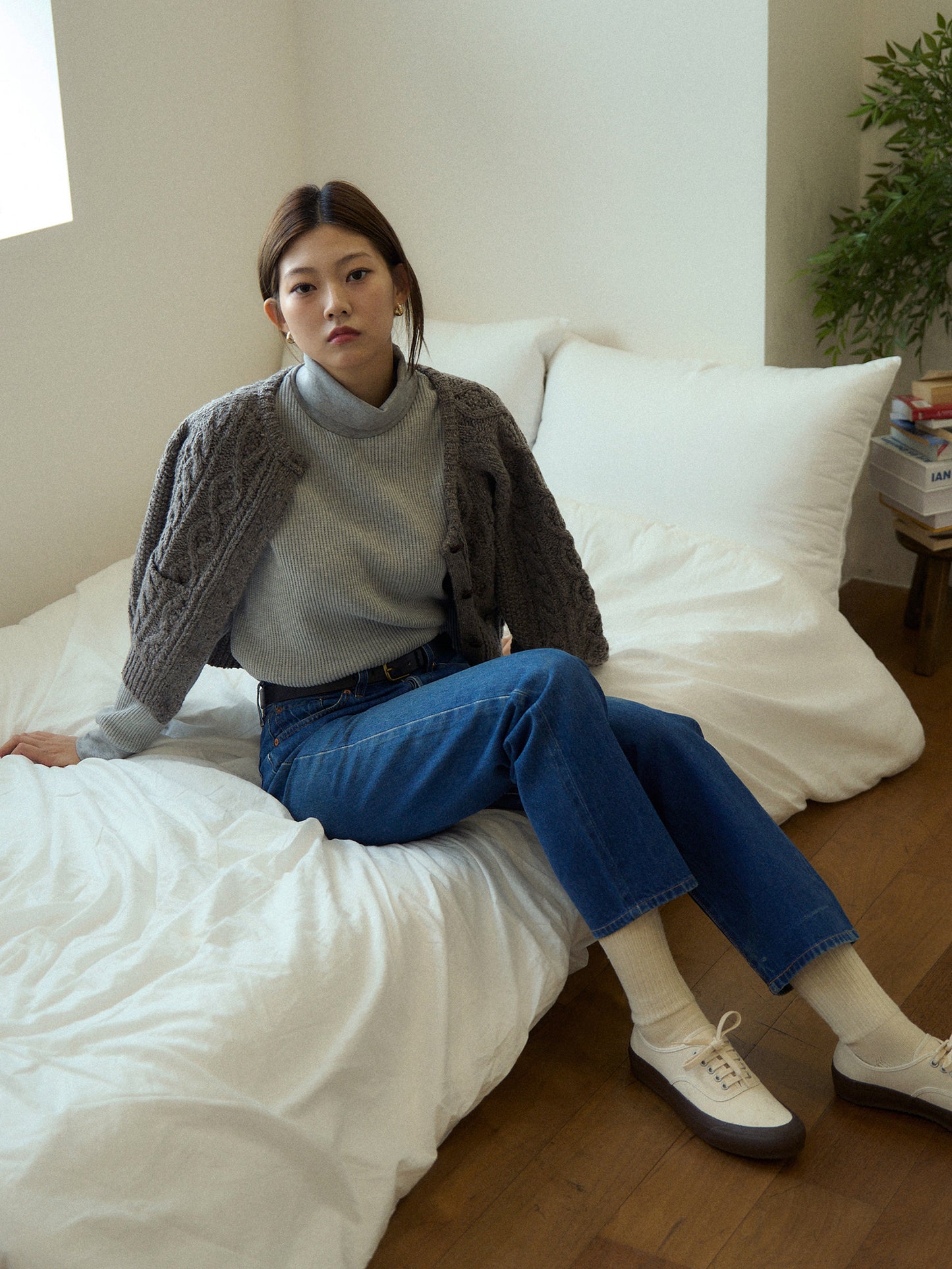 SALLY'S WAFFLE TURTLE TEE [ Heather Grey ]