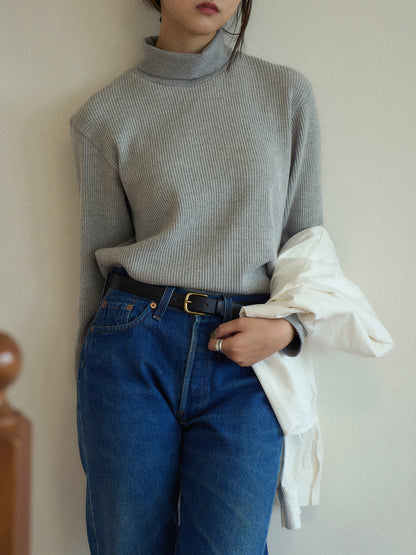 SALLY'S WAFFLE TURTLE TEE [ Heather Grey ]