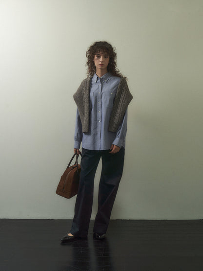 2 POCKET BUTTON DOWN SHIRT [ Navy Oxford ]