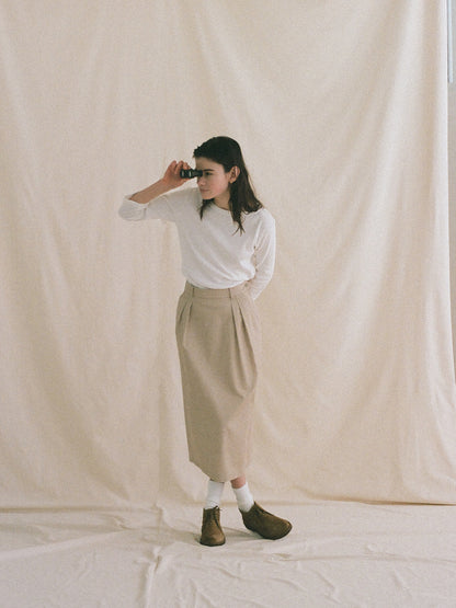 (-30%) OLD WASHED COTTON SKIRT [ Ecru Beige ]